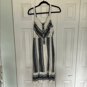 Striped Sleeveless Dress - Black and White